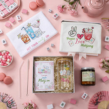 Load image into Gallery viewer, LemonRoad 5 Pcs Mahjong Party Gifts Set Cocktail Dish Towel Cosmetic Bag Funny Scented Candle Greeting Card Glass Tumbler Cup for Mahjong Lover Women Mom Grandma Birthday Travel Game Night