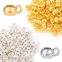 Load image into Gallery viewer, 100pcs Links Bail Beads Alloy Gold Spacer Beads for Jewelry Making Connectors Tube Spacer Loose for DIY Bracelet Pendant Jewelry Making Necklace Craft (50gold & 50silver)