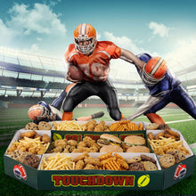 Load image into Gallery viewer, Tosstuki Large Football Party Supplies Kit Food Serving Tray 31 x 39 in Snack Holder Stadium Shape Table Centerpiece for Football Birthday Game Day Sports Event Celebrations Favors