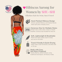 Load image into Gallery viewer, SHU-SHI Sarong for Women Hand-Painted Floral Pareo Beach Cover Up with Coconut Clip for Swimsuits & Resort Vacations Orange