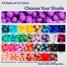 Load image into Gallery viewer, 160pcs Silicone Beads - 15mm Classic Purple with Loose Spacer Lentil Beads for Keychain Making Kit, Bracelet Making and Pens