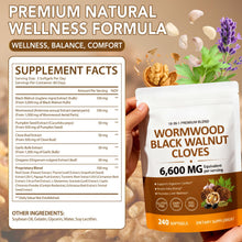 Load image into Gallery viewer, 18-in-1 Wormwood Black Walnut Clove Herbal Softgels, 6600mg Serving, Rapid Gut Cleanse & Digestive Health with Black Walnut Hull, Wormwood, Clove, Garlic, Oregano, Pumpkin Seed, Easy-to-Swallow