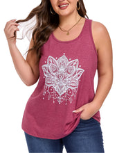 Load image into Gallery viewer, ForHailey Womens Plus Size Racerback Tank Tops Graphic Summer Sleeveless Tunic Shirts Flowy Loose Boho Beach Yoga Tee Mandala Purple XX-Large