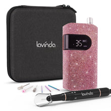 Load image into Gallery viewer, Professional Nail Drill Machine, Lavinda 35000RPM Electric Nail File for Acrylic Gel Nails, Cordless Portable Nail Drill Kit with Coreless Motor, Manicure Pedicure Shape Tools (Diamond, Pink)