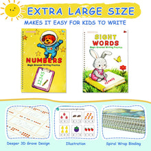 Load image into Gallery viewer, FAYUNDRA Grooved Handwriting Practice for Kids, Magic Grooved Writing Practice Books, 7 Reusable Tracing Workbooks for Preschool & Kindergarten, Learn Letters & Numbers for Ages 3–8 (7)