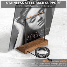 Load image into Gallery viewer, KORRTFID Now Playing Vinyl Record Stand, Light Up Vinyl Record Display Stand with RGB Sound Control Pickup Rhythm Lights Bar, Warm White Light with Fingerprint-Proof Acrylic Letters