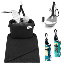 Load image into Gallery viewer, Third Generation Golf Club and Ball Cleaner Pouch with Attached Towel, Powerful Leak Resistance, Includes 1 Golf Club Groove Sharpener Tool and 2 Pack Golf Tee Holder, Premium Golf Club Cleaning Kit