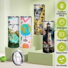 Load image into Gallery viewer, Sublimation Tumblers bulk 20 OZ Skinny Stainless Steel Double Wall Insulated Straight Sublimation Cups 50 Pack Blanks White Tumbler with Lid,Straw,Heat Resistant Tape&Shrink Sleeves,Individually Boxed