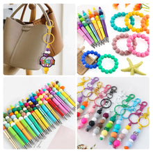 Load image into Gallery viewer, Lovyomi 150pcs 15mm Silicone Beads for Keychain Making Mix Color Round Beads for Pens and Bracelet Crafts(Blue)