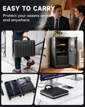 Load image into Gallery viewer, DOZAWA Fireproof Document Box, Hard Case Document Organizer with Lock, 13 Pockets Accordion File Folder with Reflective Strip, Waterproof Safe Box for Important Documents & Valuables Storage, Black