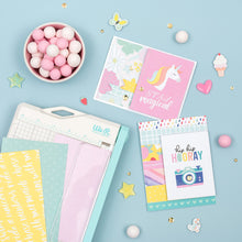 Load image into Gallery viewer, We R Memory Keepers Mini Guillotine Paper Trimmer – Blue, Compact Paper Cutter, 1/4-Inch Grid for Precision Cutting, Cuts Up to 3 Sheets, Perfect for Card Making, Journals, and Small Craft Projects