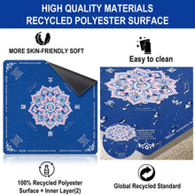 Load image into Gallery viewer, GreenD Mahjong Mat for Table 31.5"x31.5" Rubber American Mahjong Mat with Rules, Non Slip Noise Reduction Game Table Cover with Dice for Mahjong, Poker, Board, Card, Tile Games (Blue)