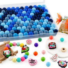 Load image into Gallery viewer, Lovyomi 150pcs 15mm Silicone Beads for Keychain Making Mix Color Round Beads for Pens and Bracelet Crafts(Blue)