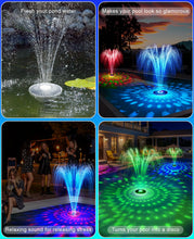 Load image into Gallery viewer, Solar Pool Fountain with Light Show,2026 Upgraded Large Solar Pool Water Fountain, 2 Spray Modes Floating Pool Fountain for Above Ground Pool,Solar Floating Fountain Pump for Pool Pond(White)-1PK