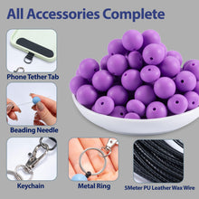 Load image into Gallery viewer, 160pcs Silicone Beads - 15mm Classic Purple with Loose Spacer Lentil Beads for Keychain Making Kit, Bracelet Making and Pens
