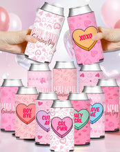 Load image into Gallery viewer, HAPPARTY Galentine's Day Slim Can Cooler Sleeves 12PCS for Anti-Valentine XOXO Besties Galentines Squad Party Favor Gifts Conversation Heart Decorations Supplies