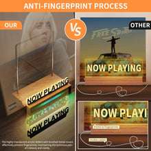 Load image into Gallery viewer, KORRTFID Now Playing Vinyl Record Stand, Light Up Vinyl Record Display Stand with RGB Sound Control Pickup Rhythm Lights Bar, Warm White Light with Fingerprint-Proof Acrylic Letters