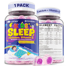 Load image into Gallery viewer, LILICARE Kids Sleep Gummies - Magnesium Glycinate for Kid, Melatonin Free Nighttime Gummies | with Vitamin C for Immune, Calcium & D3 for Growth | GummieJel Liquid-Filled Melatonin Alternative, 60ct