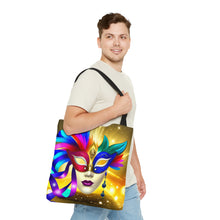 Load image into Gallery viewer, Mardi Gras Ribbon Mask #7 Tote Bag AI Artwork 100% Polyester