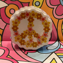 Load image into Gallery viewer, Retro Peace Stickers - Yellow Peace Symbol 2.0" x 2.0" Die Cut