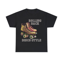 Load image into Gallery viewer, Rolling Back Disco Style Gold Glitter Skates 1980s Era Roller Skates