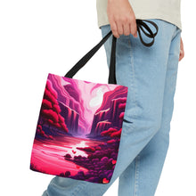 Load image into Gallery viewer, Mountain Love the Pink Heart Series #2 Tote Bag AI Artwork 100% Polyester