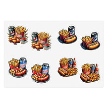 Load image into Gallery viewer, Hot Dog, Polish, Chicken Foodie Vinyl Sticker Sheets - 4 Foods/2 each 8pc Set