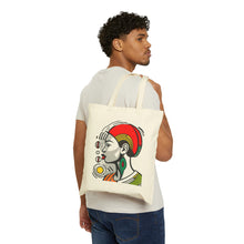 Load image into Gallery viewer, Colors of Africa Queen Sista #10 Red Cap 100% Cotton Canvas Tote Bag 15" x 16"