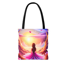 Load image into Gallery viewer, Angelic Angel Seaside Love the Pink Heart Series Tote Bag AI Artwork 100% Polyester #13
