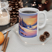 Load image into Gallery viewer, Winter Scene Setting Sun Snow and Trees #6 11 oz Ceramic Mug AI Generated Image