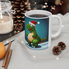 Load image into Gallery viewer, Personalized Dinosaur Raptor Rocks Christmas Santa Red Hat Ceramic Mug 11oz Design #5 Custom
