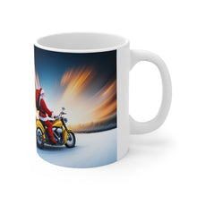 Load image into Gallery viewer, Motorcycling Santa Red Gift Sack 11 oz Ceramic Mug Package Delivery Wrap-a-round #4