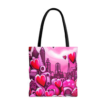 Load image into Gallery viewer, City of Love the Pink Heart Series #17 Tote Bag AI Artwork 100% Polyester
