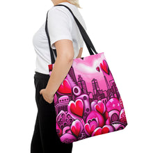 Load image into Gallery viewer, City of Love the Pink Heart Series #17 Tote Bag AI Artwork 100% Polyester