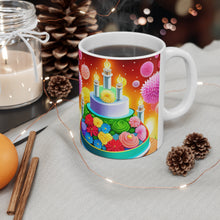 Load image into Gallery viewer, Happy Birthday Rainbow Cake Celebration #29 Ceramic 11oz Mug AI-Generated Artwork