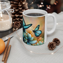 Load image into Gallery viewer, March Aquamarine Birth Month Colors Fairies & Butterflies #2 Mug 11oz mug AI-Generated Artwork