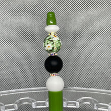 Load image into Gallery viewer, Forest Green Black & White - Shades of Green Beaded Pen Handmade