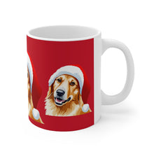 Load image into Gallery viewer, Fancy Golden Retriever #2 Trio Christmas Vibes Ceramic Mug 11oz Design Red
