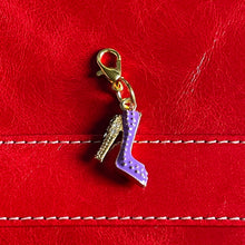Load image into Gallery viewer, Purple Boujee Enamel High Heels Charms Inlaid Rhinestones Mobile Accessory