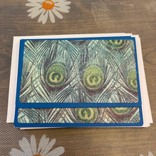Load image into Gallery viewer, Peacock Blues Unique Handmade Greeting Cards Notecards Blank inside with Envelope