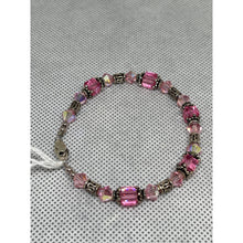 Load image into Gallery viewer, Bali Silver & Rose Cubes- Handcrafted Swarovski Crystal Beads Bracelet