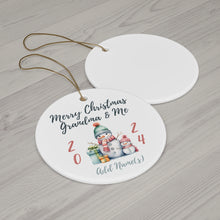 Load image into Gallery viewer, Personalize Ceramic Ornament Grandmother & Me Snowman 3" x 3" Grandms and Grands