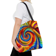 Load image into Gallery viewer, Earth Spiral Tye Dye Swirls and Ripples Tote Bag AI Artwork 100% Polyester #11