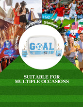 Load image into Gallery viewer, Clear Bag for World Soccer Cup 2026 Stadium Approved, Chenille Crossbody Fanny Pack for Stadium Events Concert Travel, Game Day Clear Purse with Shoulder Strap Gifts for Women Men (Light Blue-White)