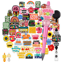 Load image into Gallery viewer, Tondiamo 60 Pcs Inspirational Silicone Focal Beads for Pens Bulk Encouraging Positive Beads for Beadable Pen Keychain Jewelry Bracelet Making DIY Crafts