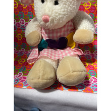 Load image into Gallery viewer, 1993 Dankin Fleece Lamb Curly Plush Stuffed Animal Pink Dress