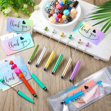 Load image into Gallery viewer, Engrowtic 90 Pcs Beadable Pens Kit, Include 30 Pcs 2 in 1 Plastic Stylus Beadable Pens Foil Thank You Cards with 30 Resealable Packaging Bags for School Office Party Supply Gifts