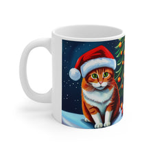 Load image into Gallery viewer, Fancy Tabby Kitty Christmas Vibes Ceramic Mug 11oz Design #2 Mirror