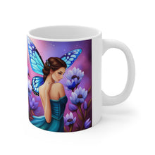 Load image into Gallery viewer, September Sapphire Amethyst Birth Month Colors Fairies & Butterflies #1 Mug 11oz mug AI-Generated Artwork