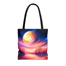 Load image into Gallery viewer, Full Moon Hearts Red Skies Series #7 Tote Bag AI Artwork 100% Polyester